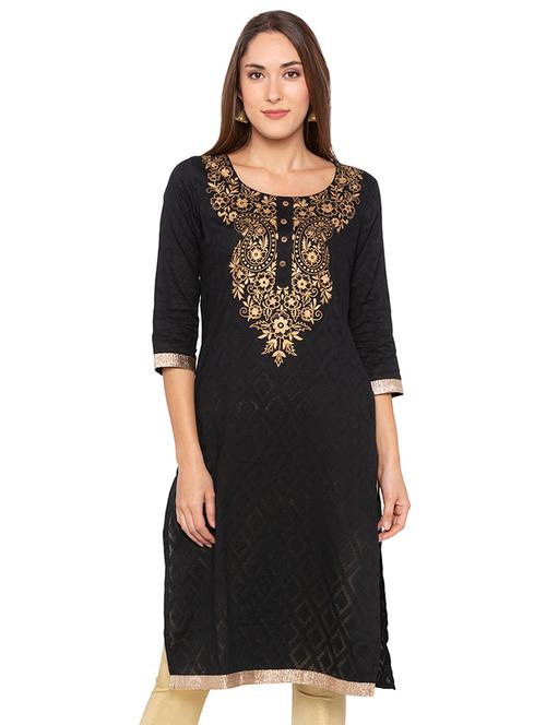 foil printed straight kurta - 16077940 - Very Small Image - 1
