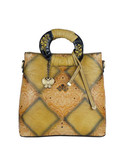 yellow leatherette (pu) regular handbag - 16078284 - Very Small Image - 1
