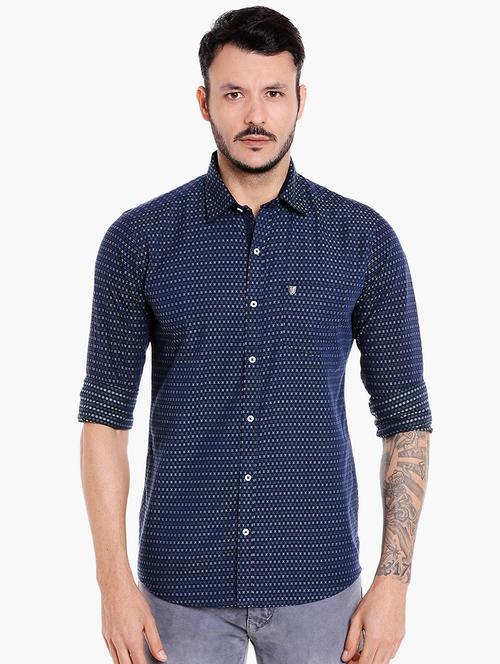 blue printed casual shirt - 16078816 - Very Small Image - 1