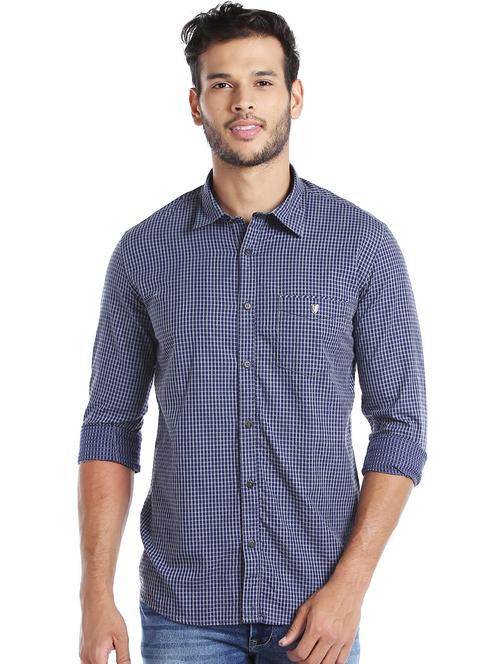blue checkered casual shirt - 16078823 - Very Small Image - 1