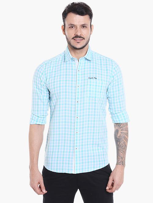 blue checkered casual shirt - 16078827 - Very Small Image - 1
