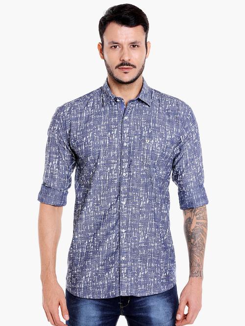 blue printed casual shirt - 16078834 - Very Small Image - 1