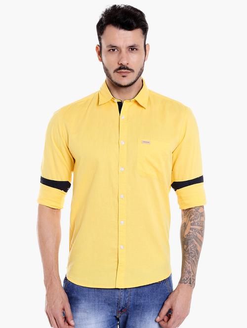 yellow solid casual shirt - 16078848 - Very Small Image - 1