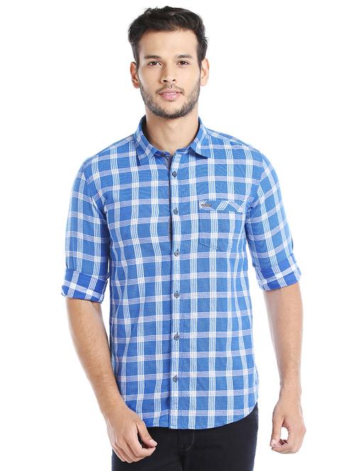 blue checkered casual shirt - 16078859 - Very Small Image - 1