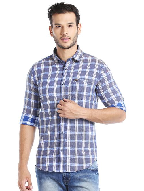 blue checkered casual shirt - 16078861 - Very Small Image - 1