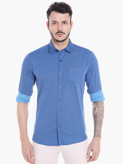 blue self design casual shirt - 16078869 - Very Small Image - 1