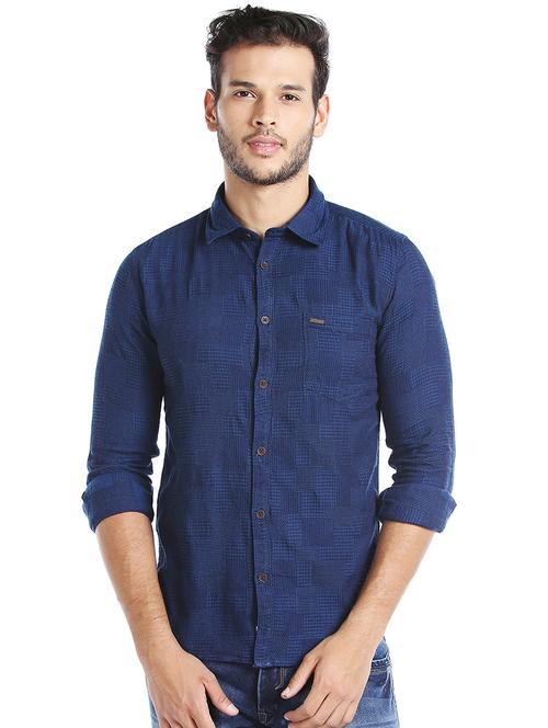 blue checkered casual shirt - 16078873 - Very Small Image - 1