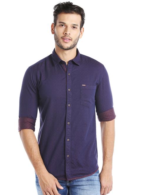purple self design casual shirt - 16078880 - Very Small Image - 1
