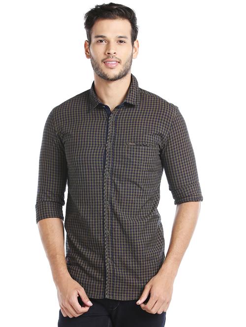 blue checkered casual shirt - 16078886 - Very Small Image - 1