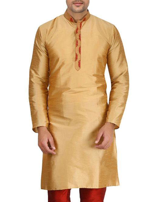 brown pure silk long kurta - 16079251 - Very Small Image - 1