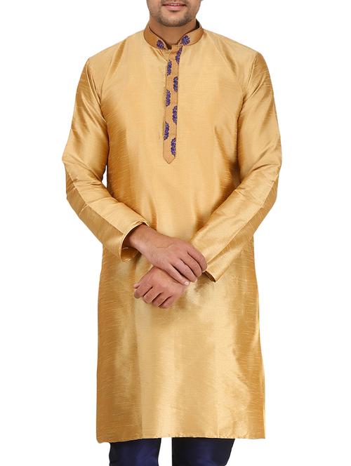 brown pure silk long kurta - 16079258 - Very Small Image - 1