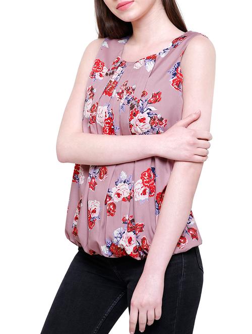 floral pleated blouson top - 16079416 - Very Small Image - 1