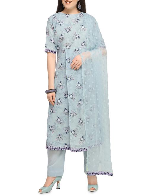 floral print unstitched suit - 16079487 - Very Small Image - 1