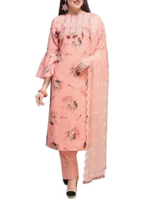 floral print unstitched suit - 16079490 - Very Small Image - 1