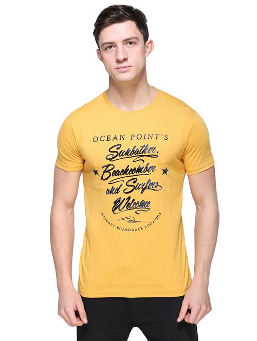 yellow typographic chest print tshirt - 16079666 - Very Small Image - 1