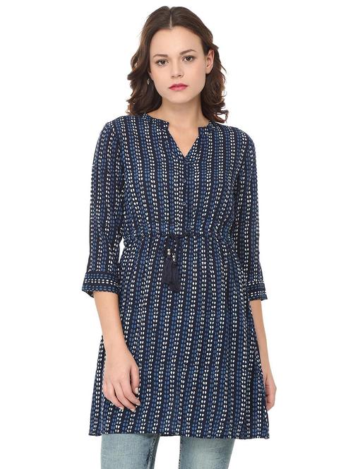 drawstring waist button detail tunic - 16079917 - Very Small Image - 1