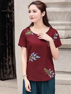 curved hem floral top - 16080809 - Very Small Image - 1