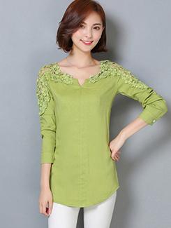 lace insert curved hem tunic - 16081074 - Very Small Image - 1