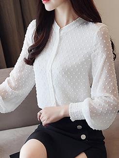 smocking detail mandarin neck shirt - 16081103 - Very Small Image - 1