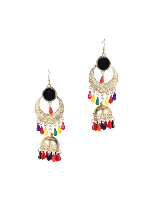 multi colored gold plated jhumka earring - 16081725 - Very Small Image - 1