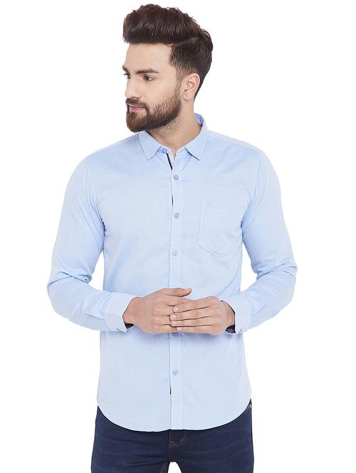 light blue solid casual shirt - 16085126 - Very Small Image - 1