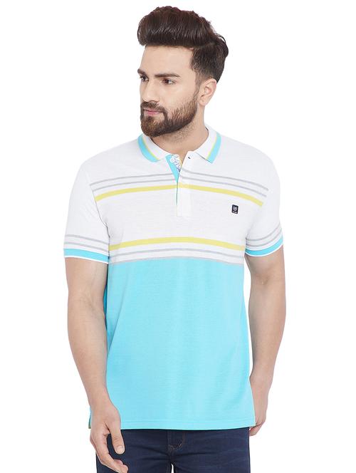 turquoise striped polo tshirt - 16085138 - Very Small Image - 1