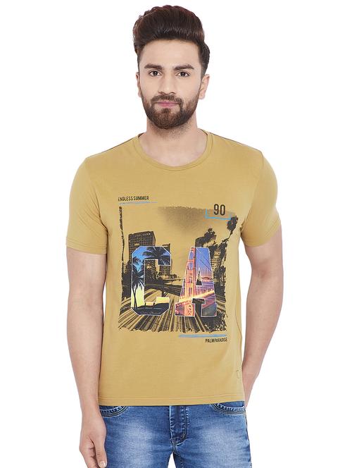 brown chest print t-shirt - 16085142 - Very Small Image - 1