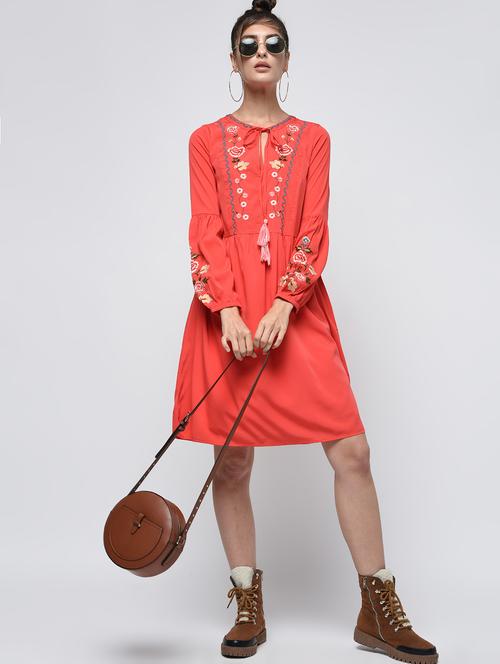 embroidered a-line dress - 16085151 - Very Small Image - 1
