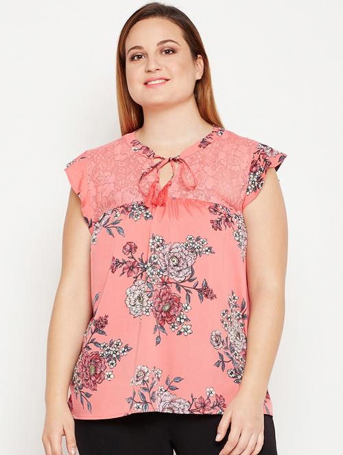 lace panel floral plus top - 16085178 - Very Small Image - 1