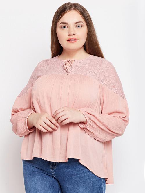 lace panel gathered plus tunic - 16085180 - Very Small Image - 1