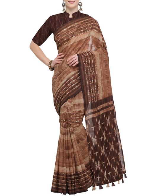 printed saree with blouse - 16086613 - Very Small Image - 1