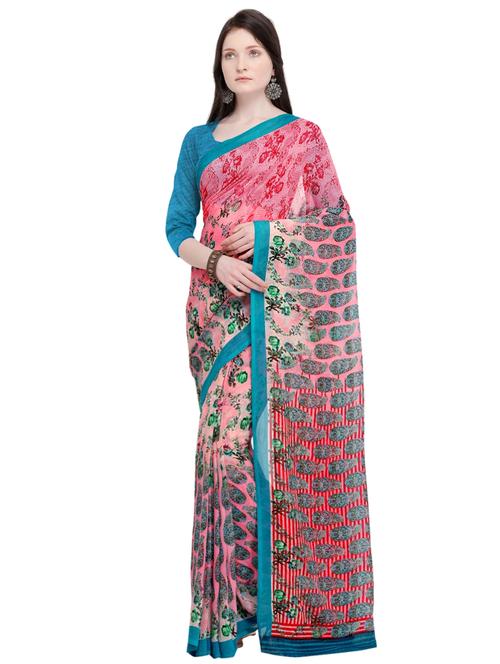 printed saree with blouse - 16087162 - Very Small Image - 1