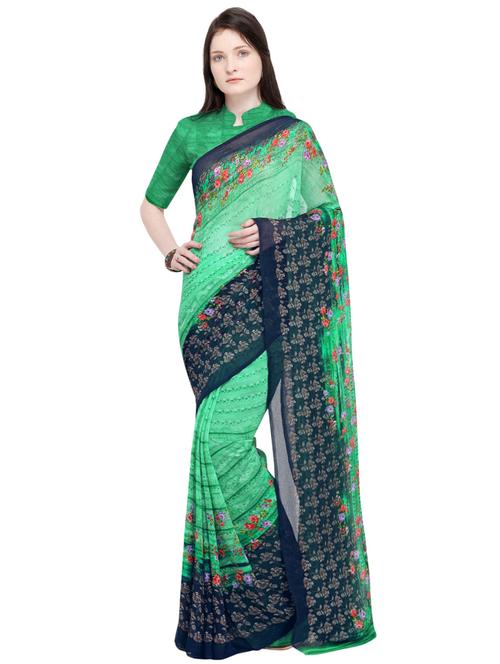 floral printed saree with blouse - 16087164 - Very Small Image - 1