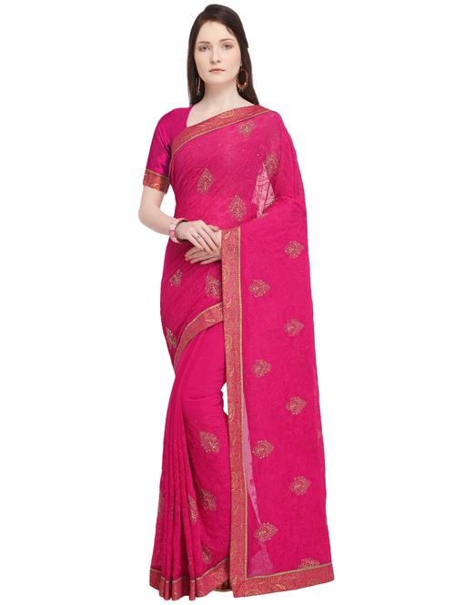 tonal embroidered saree with blouse - 16087177 - Very Small Image - 1