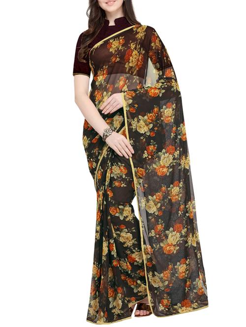 floral printed saree with blouse - 16087181 - Very Small Image - 1