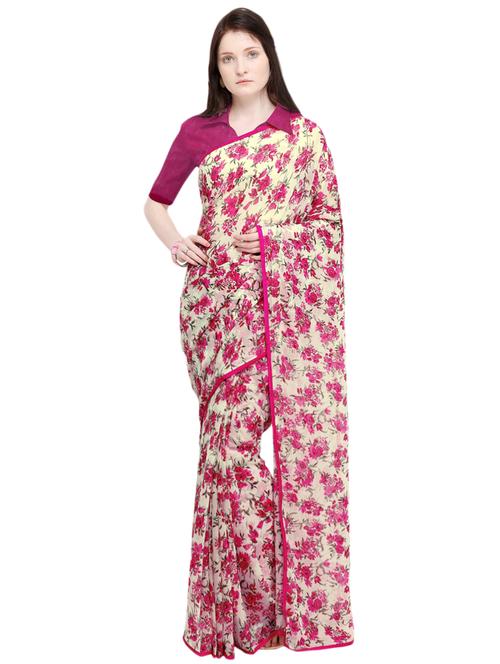 floral printed saree with blouse - 16087187 - Very Small Image - 1