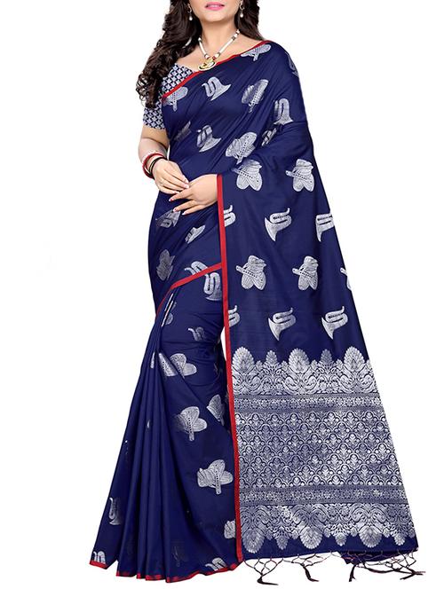 silver conversational motif woven saree with blouse - 16087873 - Very Small Image - 1
