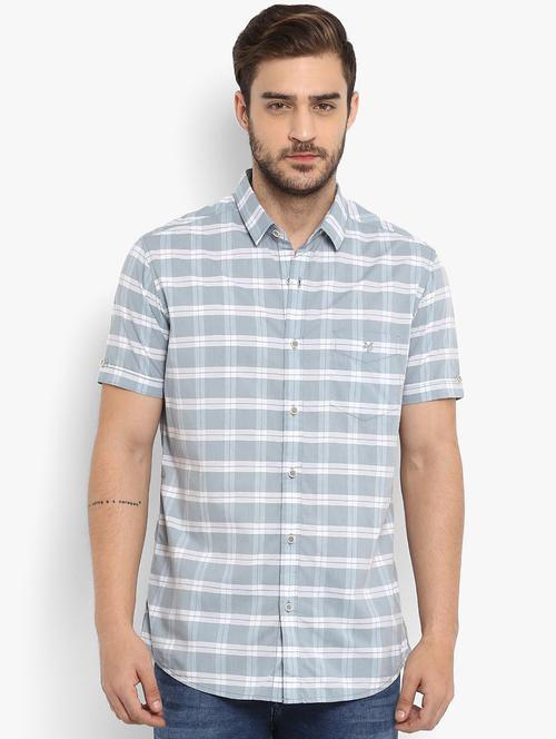 grey checkered casual shirt - 16087944 - Very Small Image - 1