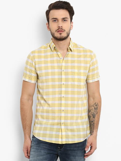 yellow checkered casual shirt - 16087945 - Very Small Image - 1