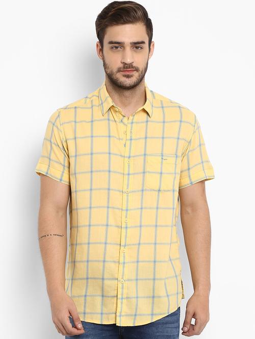yellow checkered casual shirt - 16087954 - Very Small Image - 1