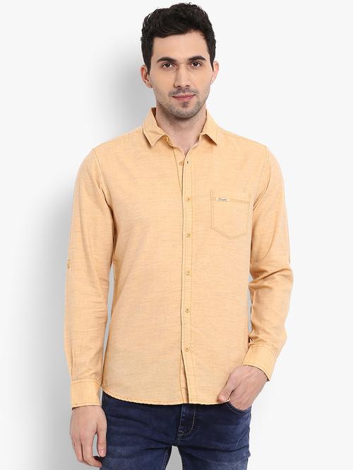 orange cotton casual shirt - 16087985 - Very Small Image - 1