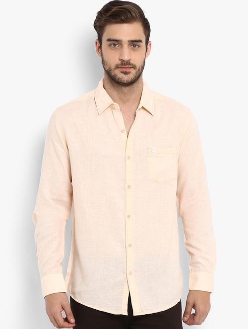 peach solid casual shirt - 16087987 - Very Small Image - 1