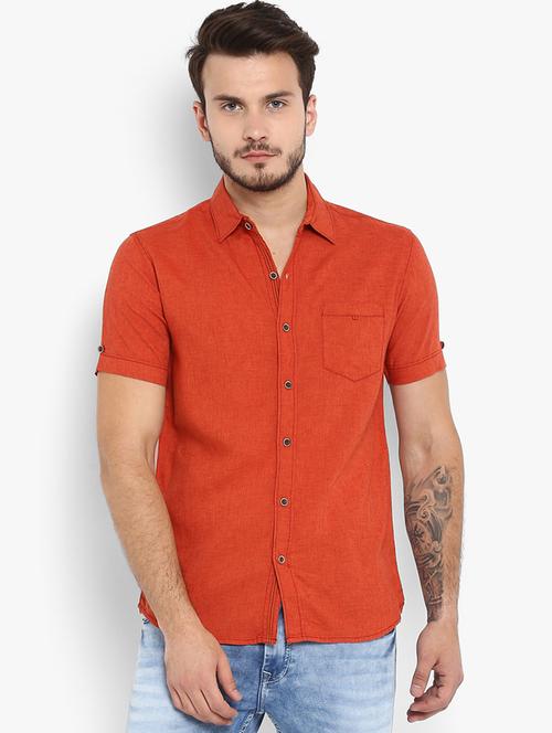 red linen casual shirt - 16087993 - Very Small Image - 1