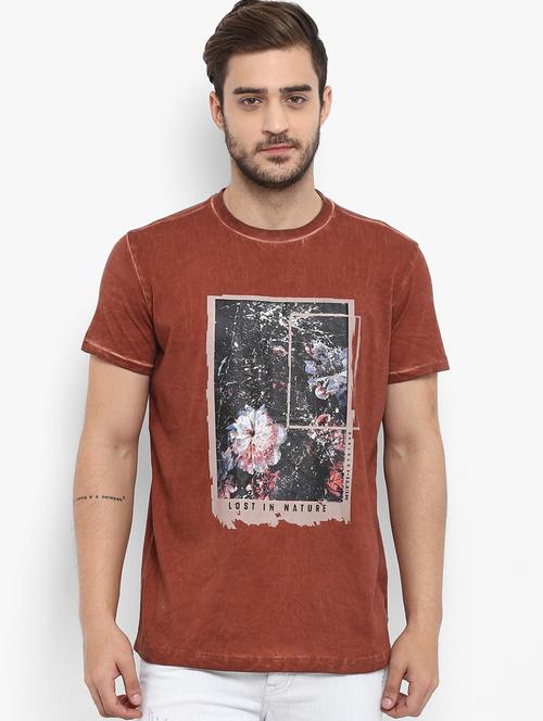 brown floral printed tshirt - 16088022 - Very Small Image - 1