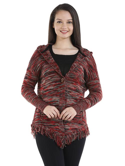 fringed hem hooded cardigan - 16088153 - Very Small Image - 1