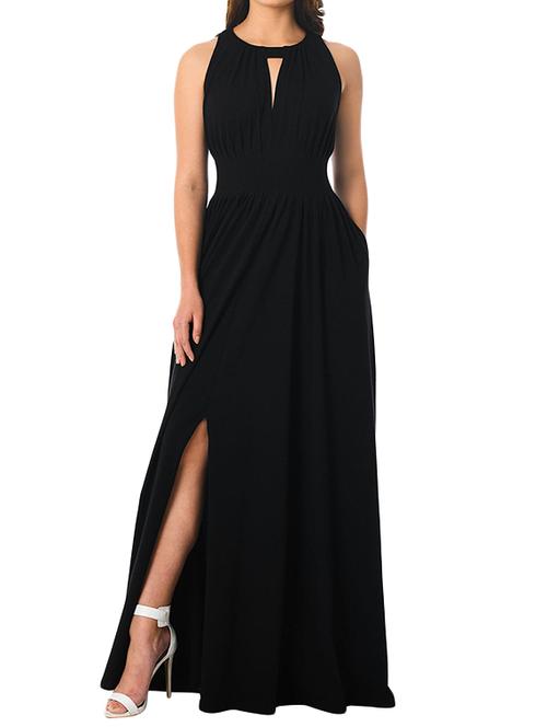 front slit flared maxi dress - 16088528 - Very Small Image - 1