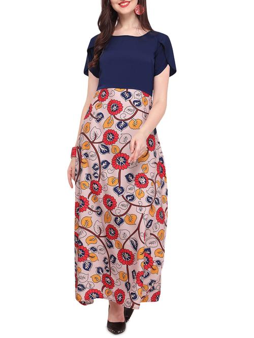 tulip sleeved color block maxi dress - 16088971 - Very Small Image - 1