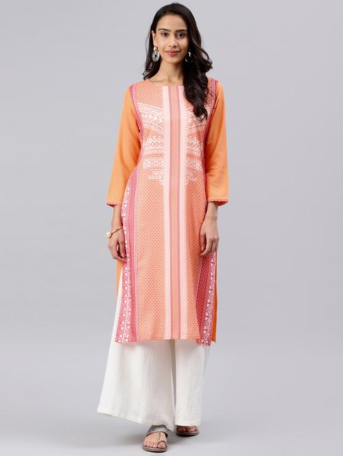 pastel printed straight kurta - 16088977 - Very Small Image - 1