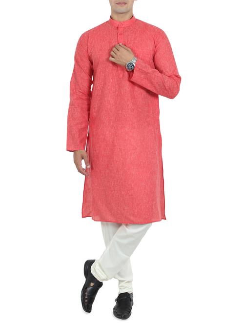 red cotton long kurta - 16089205 - Very Small Image - 1