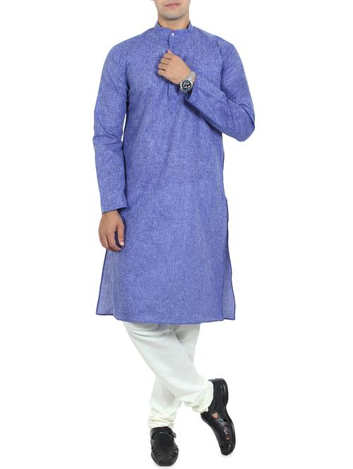 blue cotton long kurta - 16089207 - Very Small Image - 1